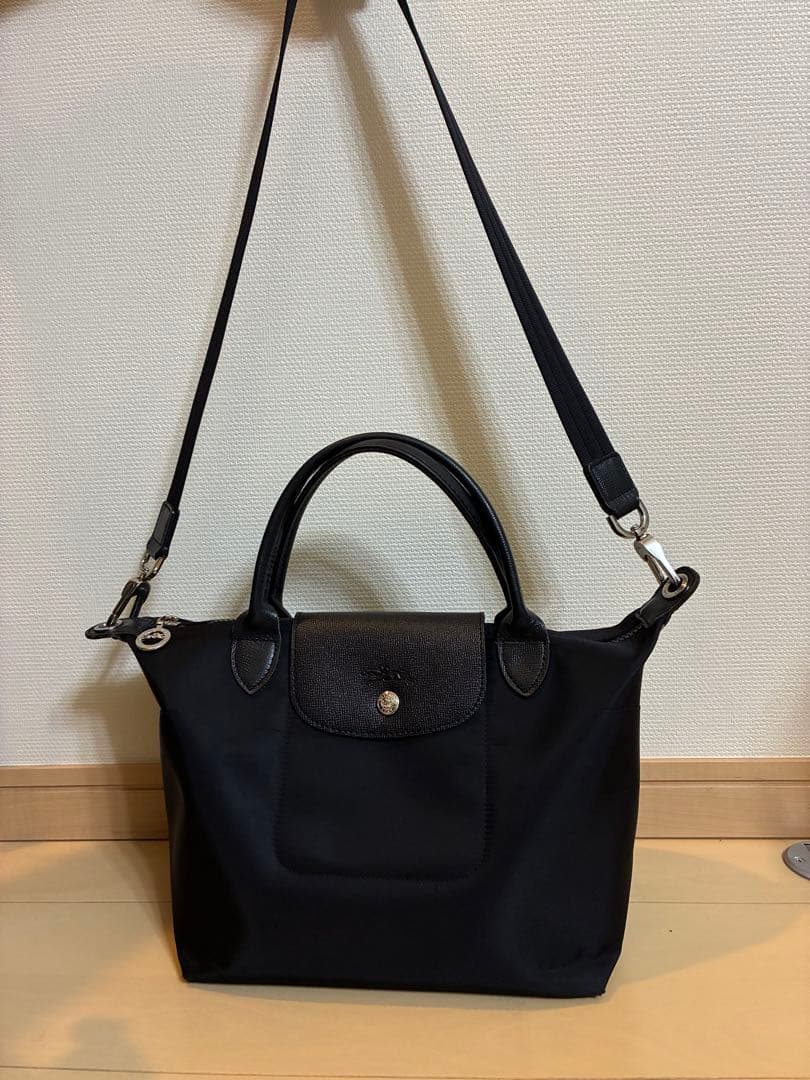 ロンシャン　プリアージュ　ブラック　ショルダー