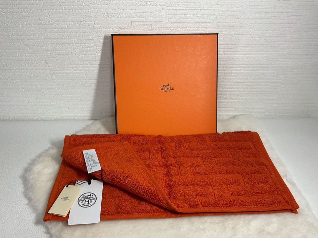 オレンジ パターンタオル 箱付き