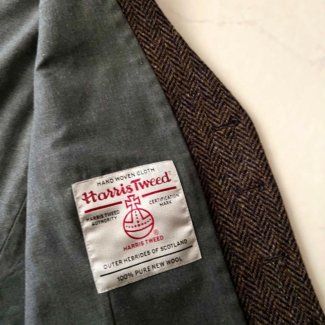 未使用級 ハリスツイード 3L 大きいサイズ ジレ ベスト ヘリンボーン ウール