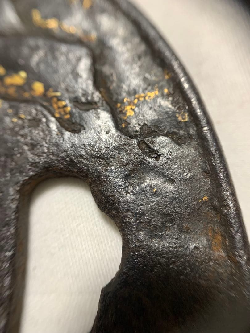 山と植物の金装飾 鍔(つば)