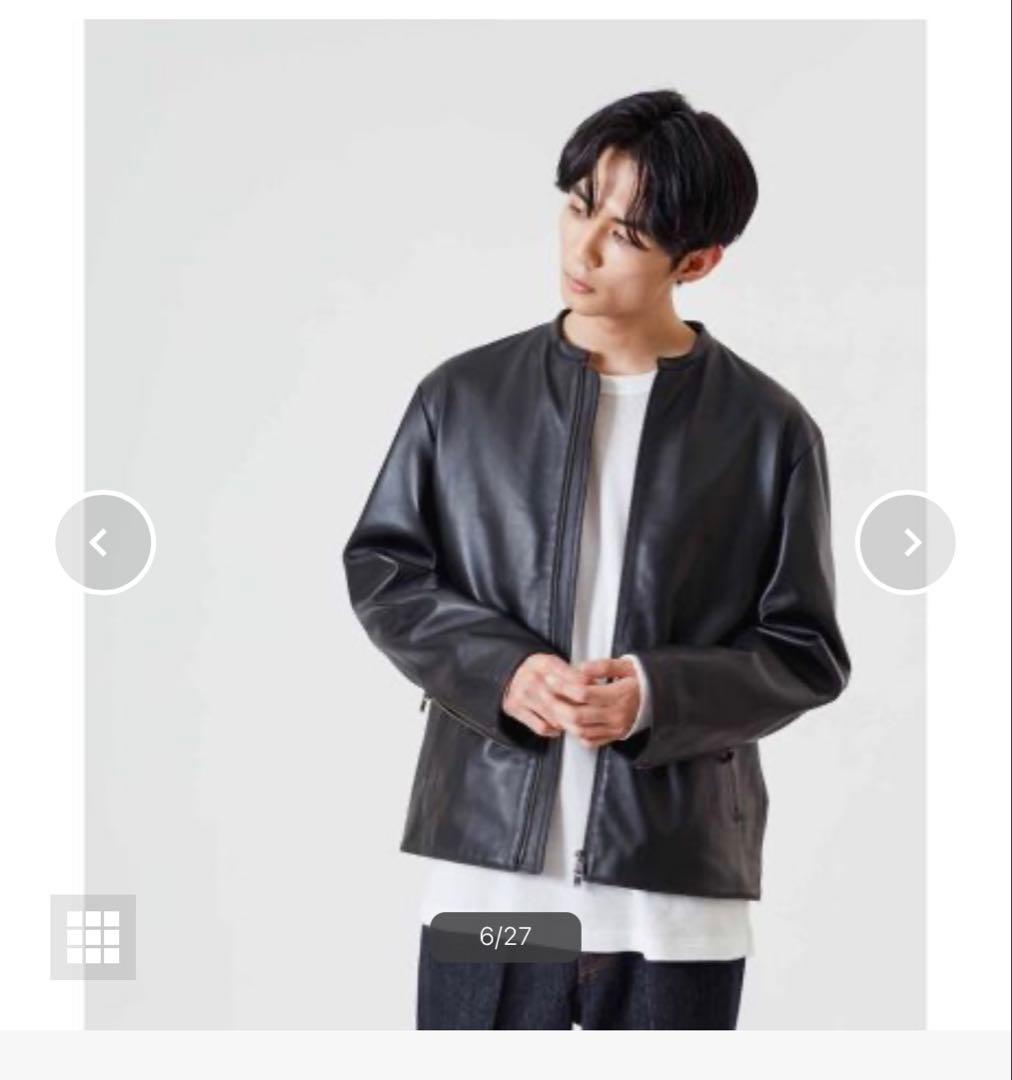 ✩アダムエロペ✩新品同様 シープレザー ノーカラー ライダースジャケット