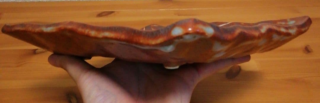 魯山人写　水野輝幸作　紅志野　芦四方　平向付　五客　共箱　略歴付　食器