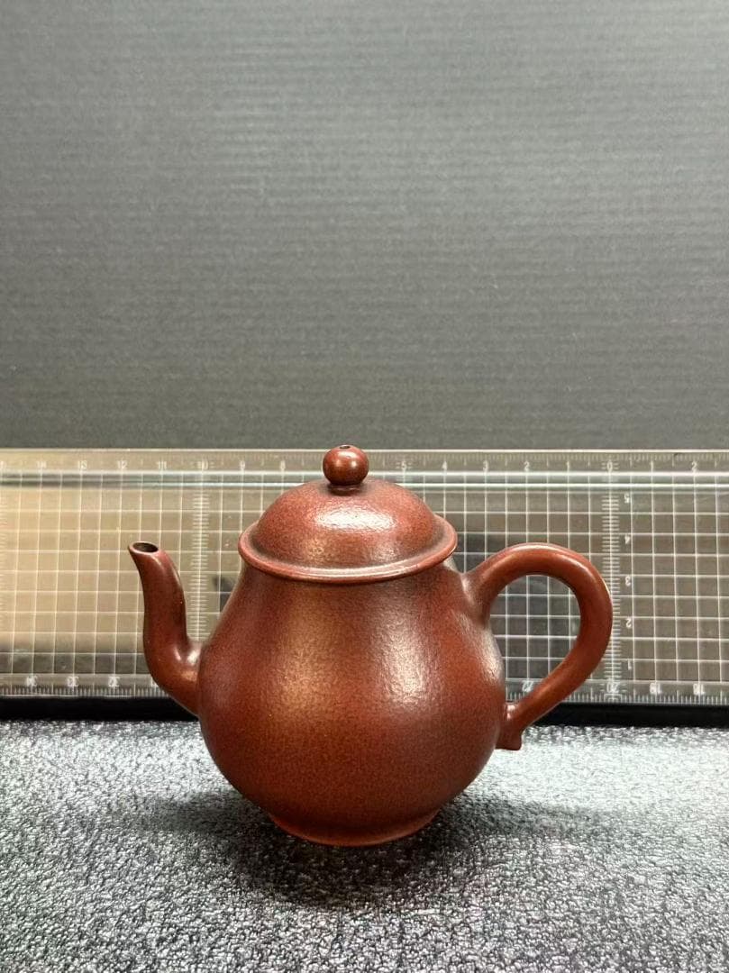 【孟臣 底款 刻漢詩 自有一山川】紫砂壷 朱泥 段泥 煎茶道具 急須 単孔口