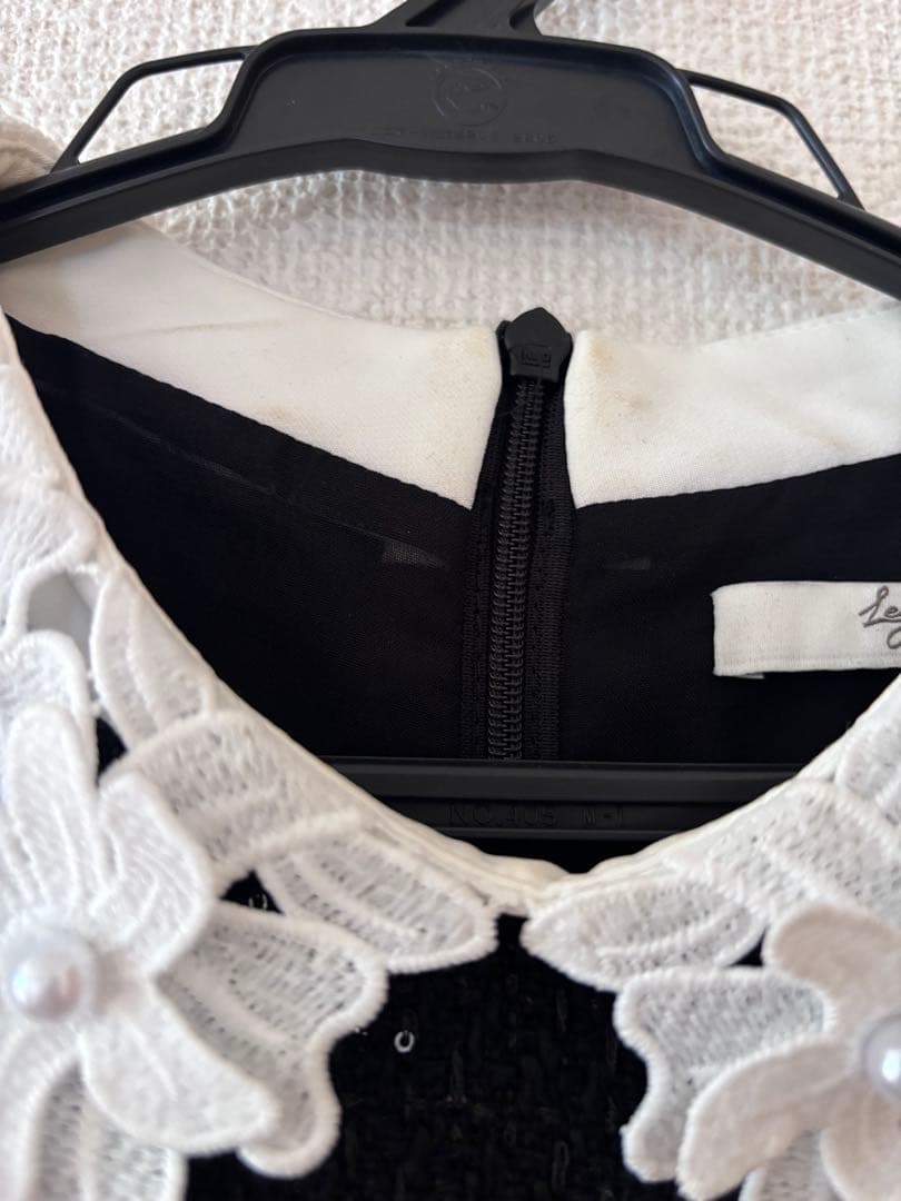 Leja 花柄レースカラースパンコールAラインワンピースドレス