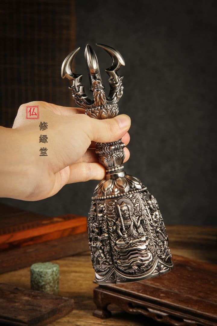 【修縁堂】密教法具レトロな黒五大明王金剛盤金剛五鈷杵三鈷杵独鈷杵五点セット