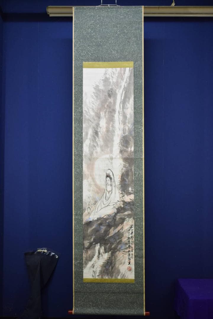 真作/泥谷文景/観上観音図/布袋屋掛軸HG-679