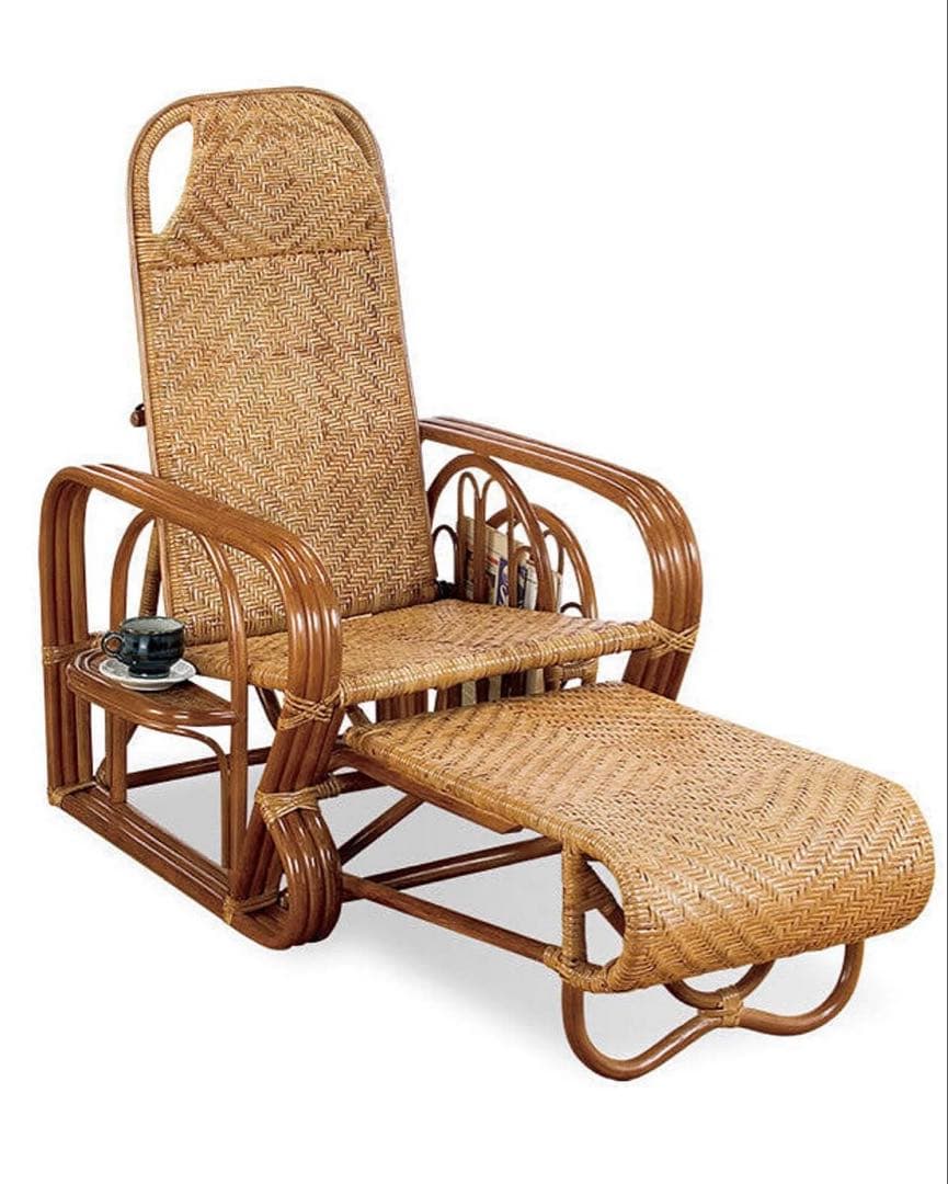 天然籐 ラタンチェア ３段リクライニングチェア リラックスチェア