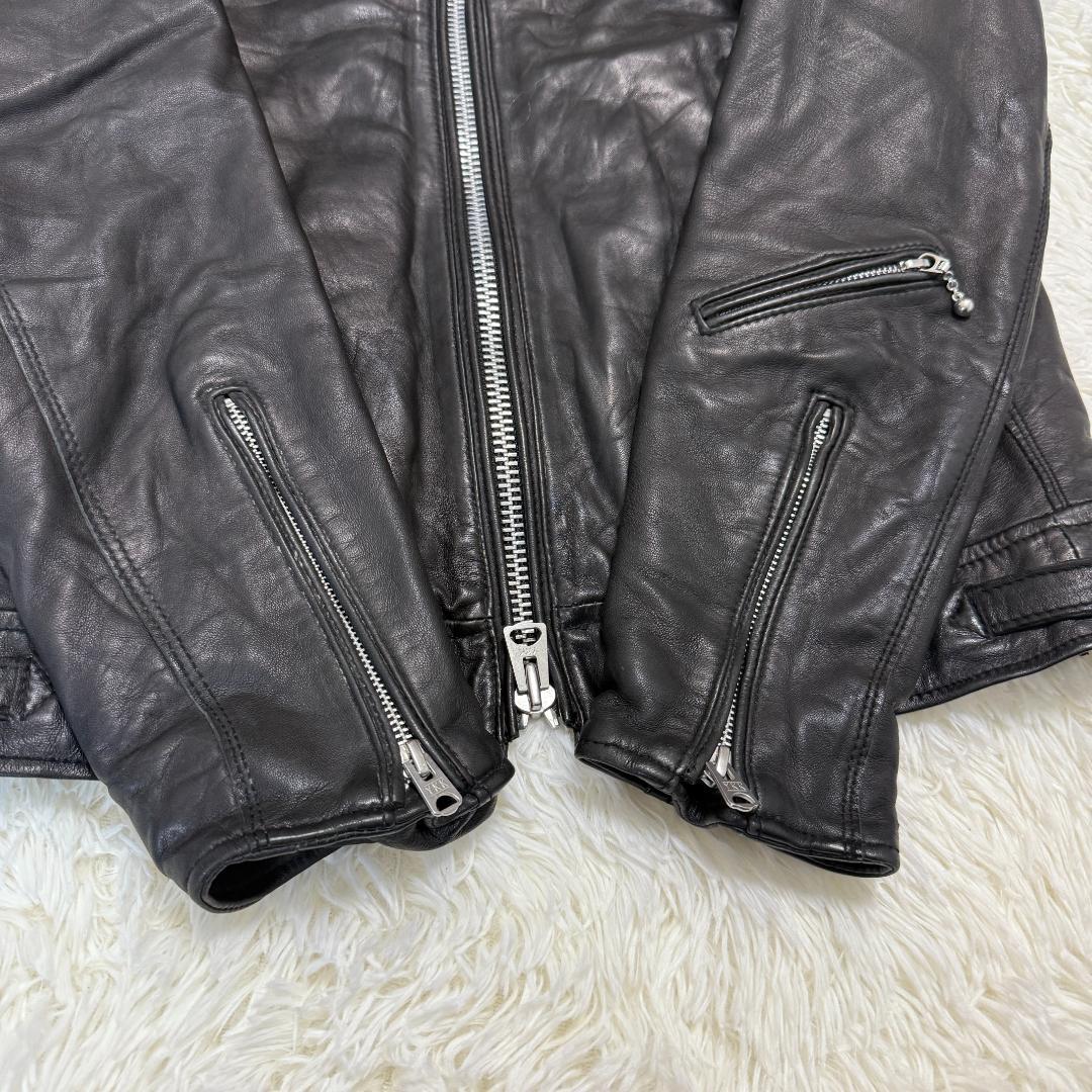 ナノユニバース 羊革ライダースジャケット シングル L キルティング 中綿