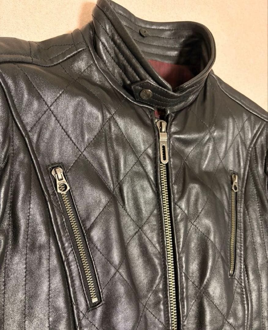 美品Men's Bigi Quilted Lamb Leather Jacket