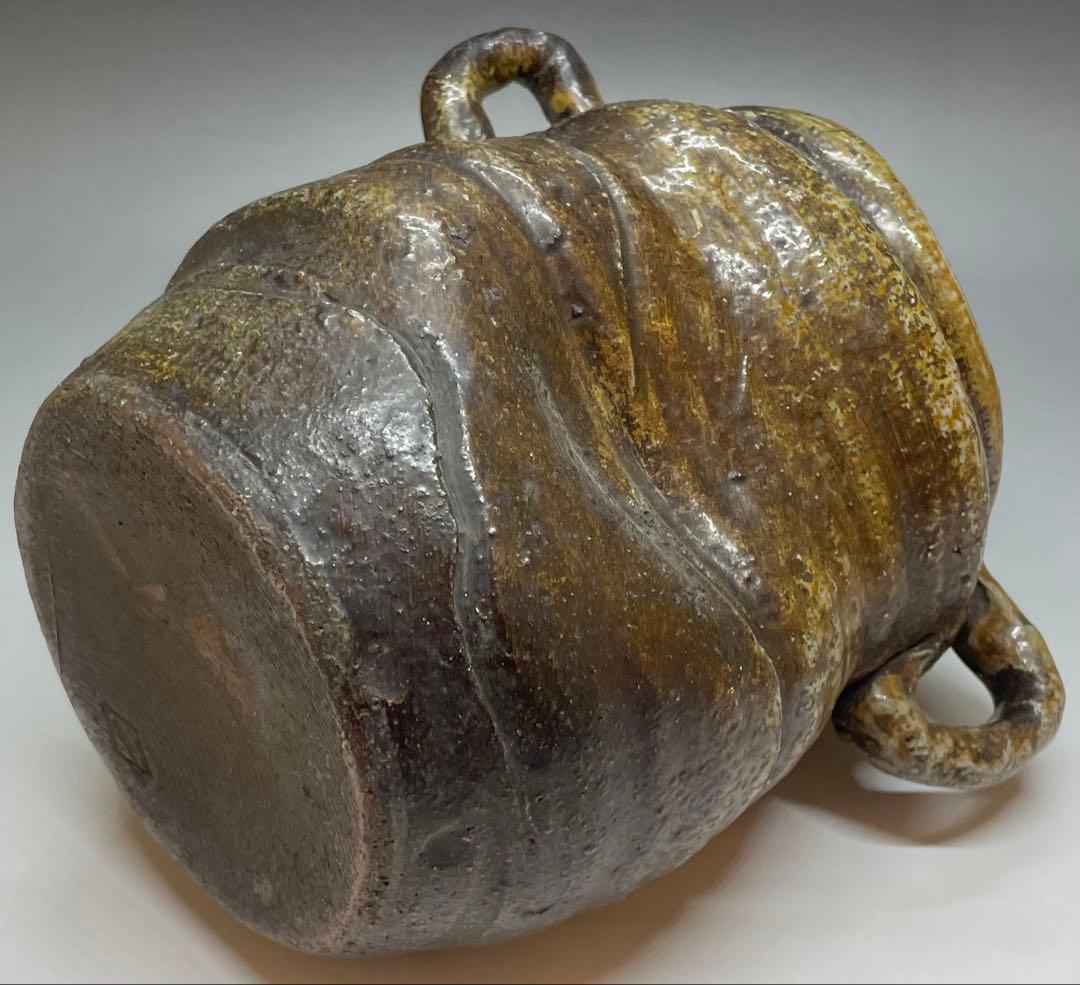 古備前　波状文　窯印　耳付水指　耳付花入　双耳水指　双耳花入　b6220