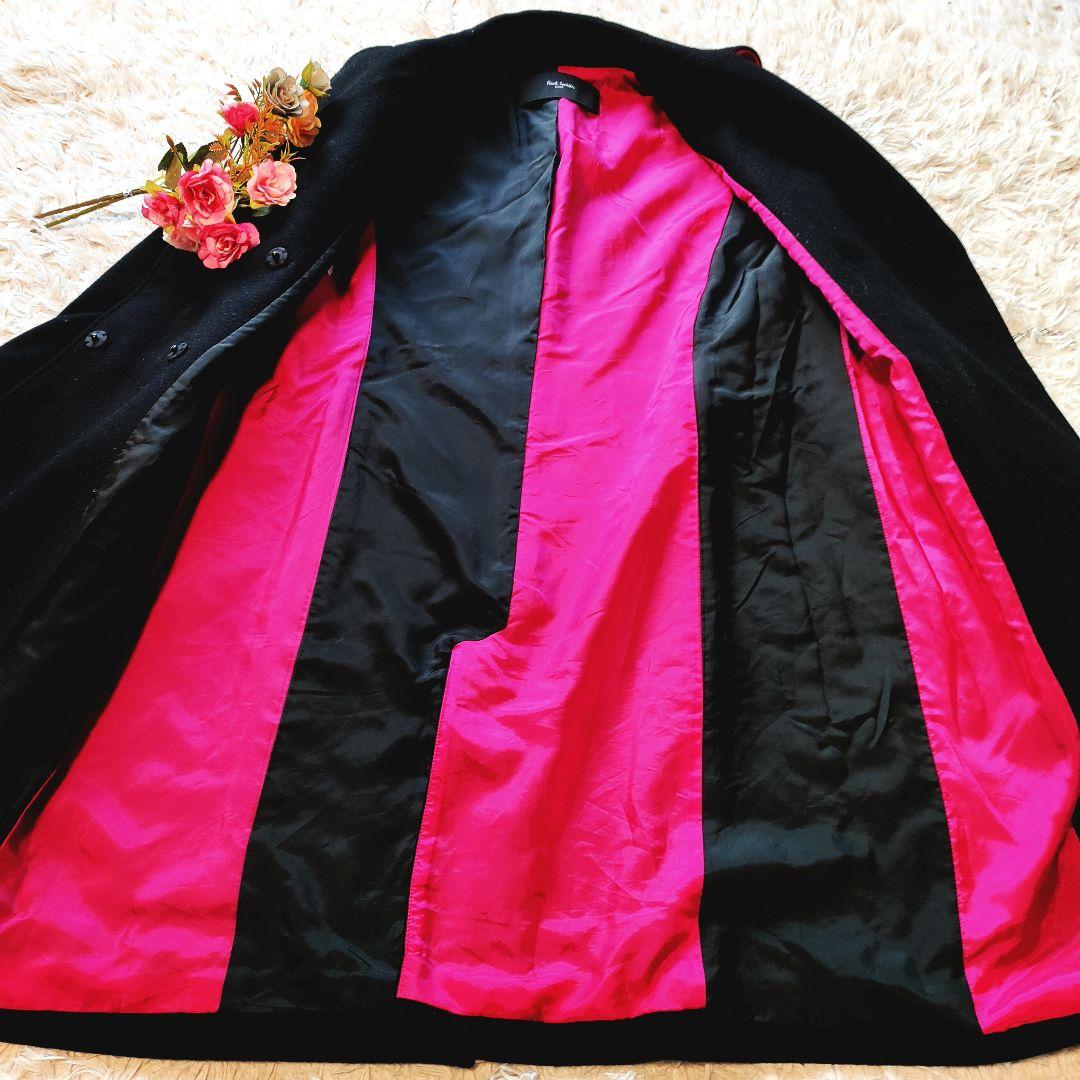 ポールスミス チェスターコート ダブルボタン ブラック バイカラー ウール 38