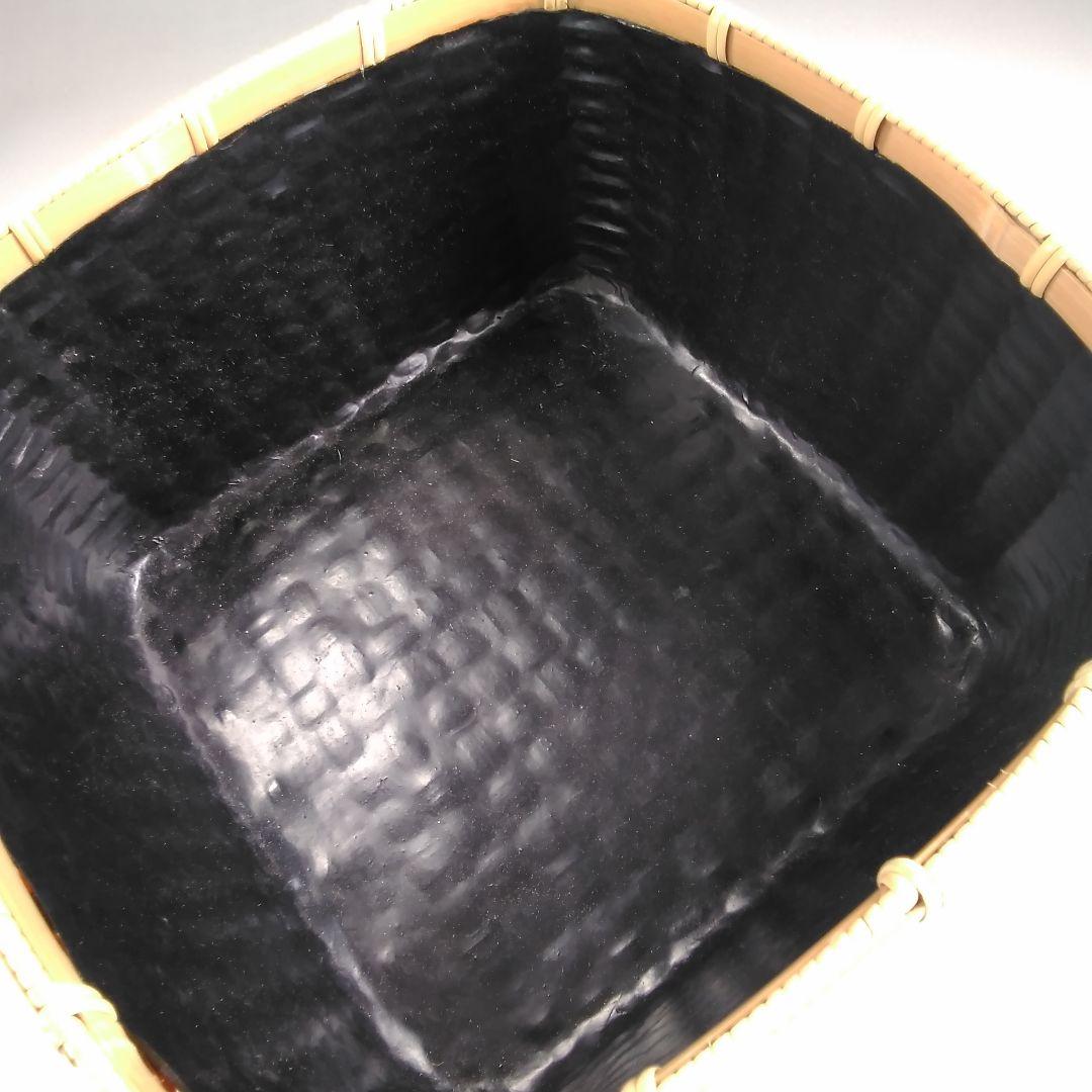 ア50 『島田竹宝斎』作　『松山篭　炭斗　共箱』竹籠　茶道具