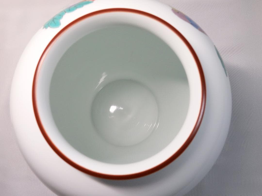 美品 ☆ 十三代酒井田柿右衛門作 花鳥図「夏」の壺 昭和 ヴィンテージ