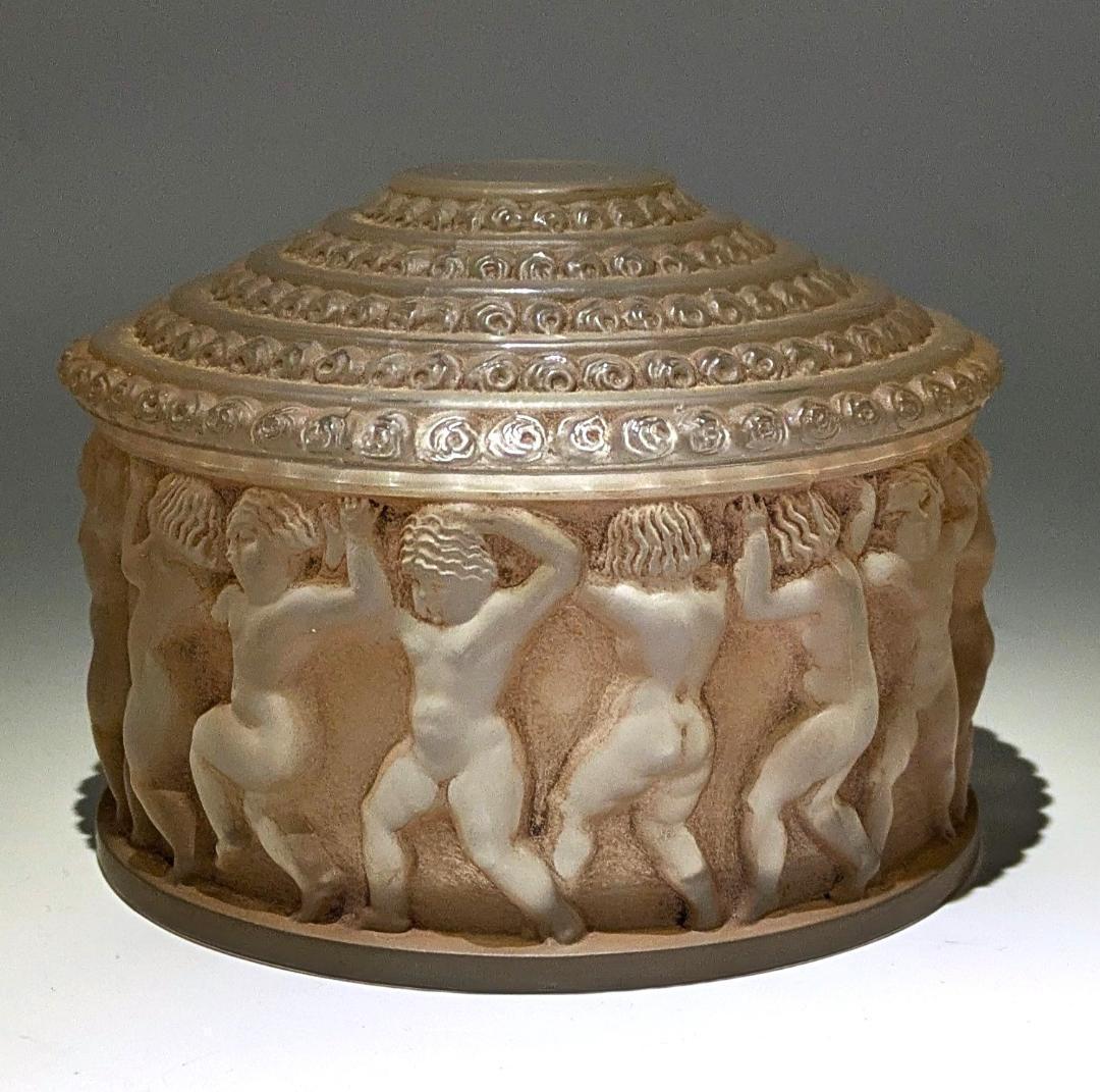 ★生命の神秘★ルネ ラリック アンファン希少な茶パチネ蓋物神秘の子供