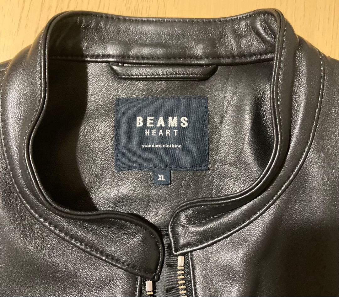 BEAMS HEART シングルライダースジャケット XL ブラック