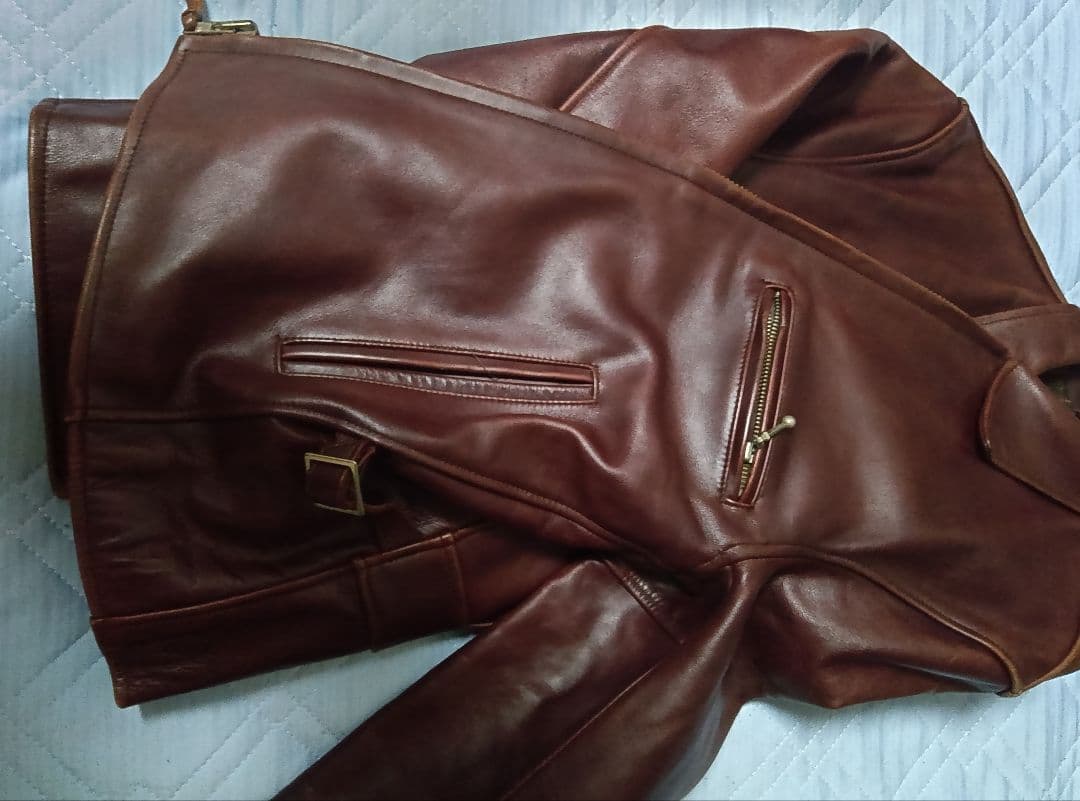 ブラウンレザー シングルライダースジャケット