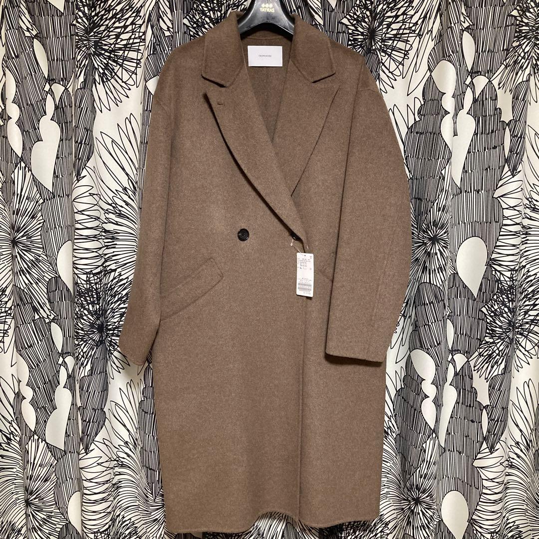 【FRAMeWORK】SUPER160sダブルブレストコート　ブラウン36