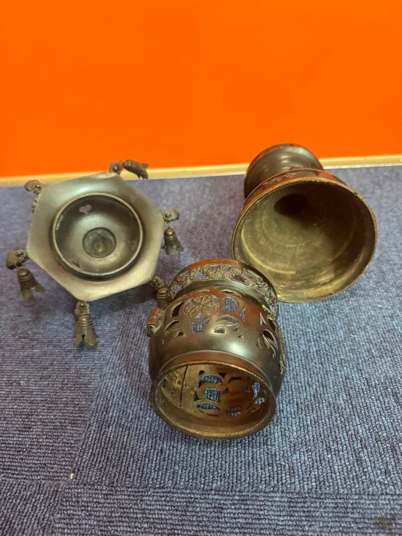 1848  古美術品　銅製　龍文　灯篭  置物　時代物