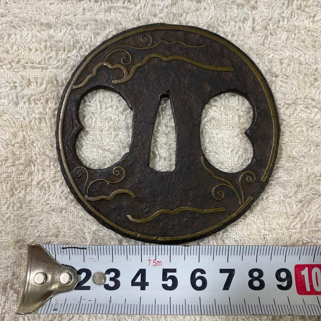 B-52 鍔　金象嵌　武具　刀装具　日本刀　骨董品　時代物　美術品　工芸品