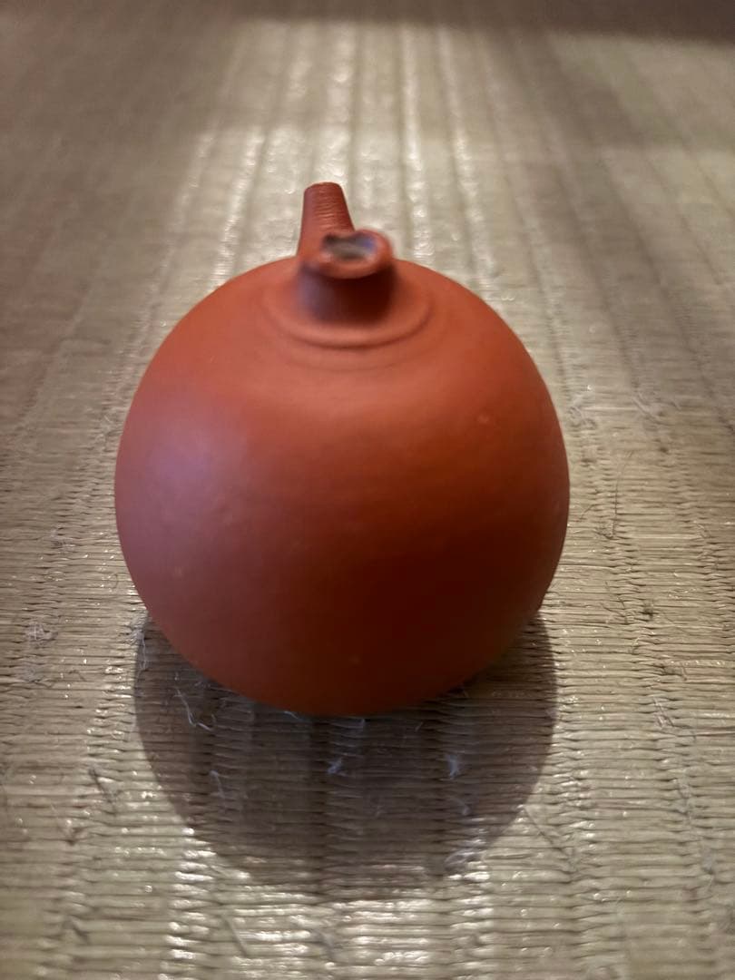 三代山田常山　梨皮 朱泥 水滴　人間国宝　稀少品　在銘