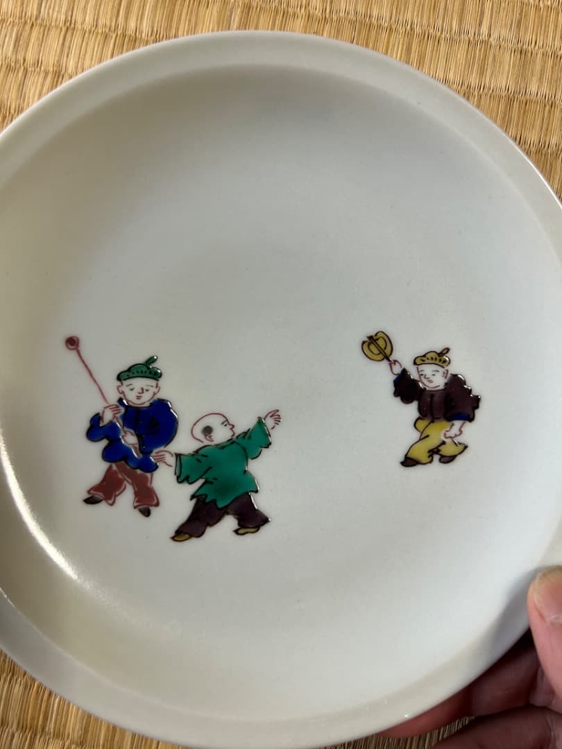 初代徳田八十吉　古九谷写絵変り中皿　5枚