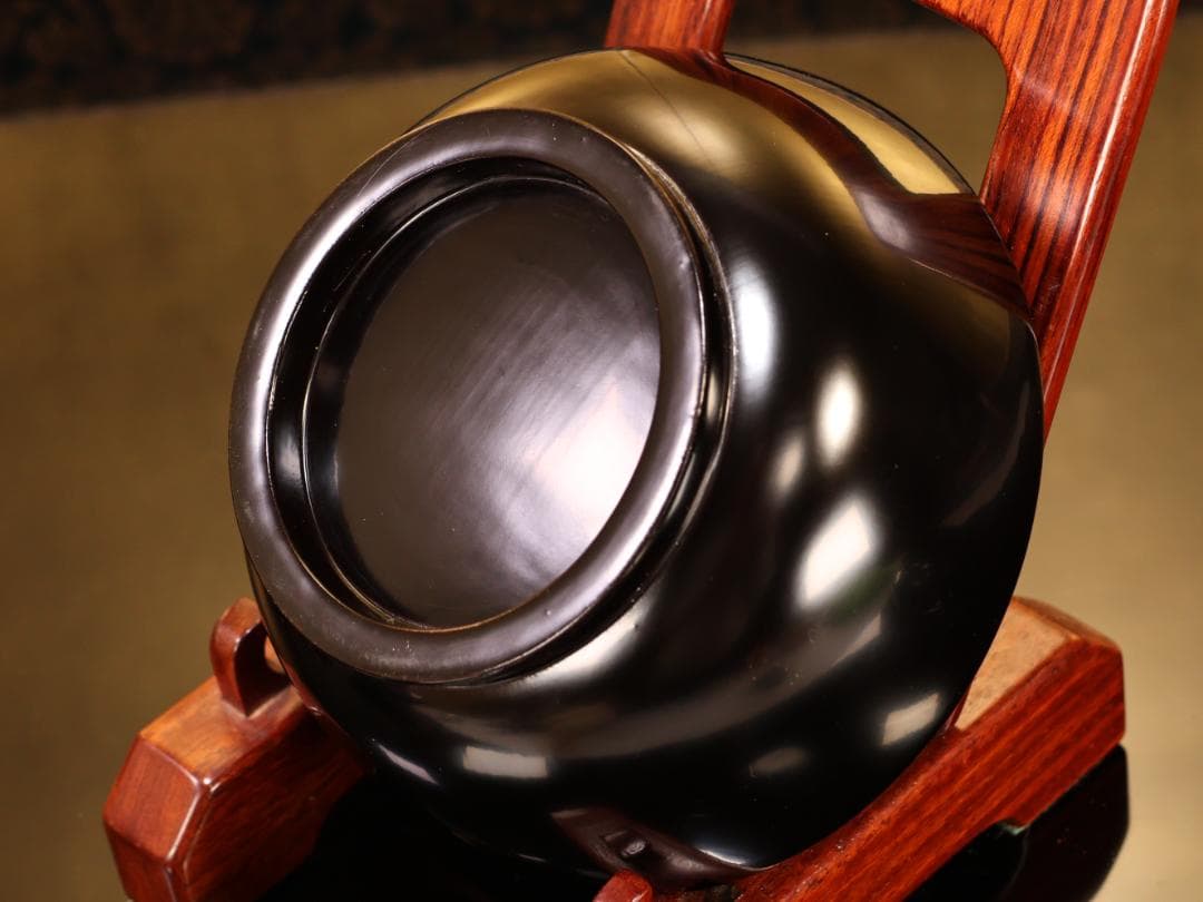 BJ017　輪島塗　布着堅地　盛岡庄五郎 作　縁金 草花金蒔絵椀　五客　木製