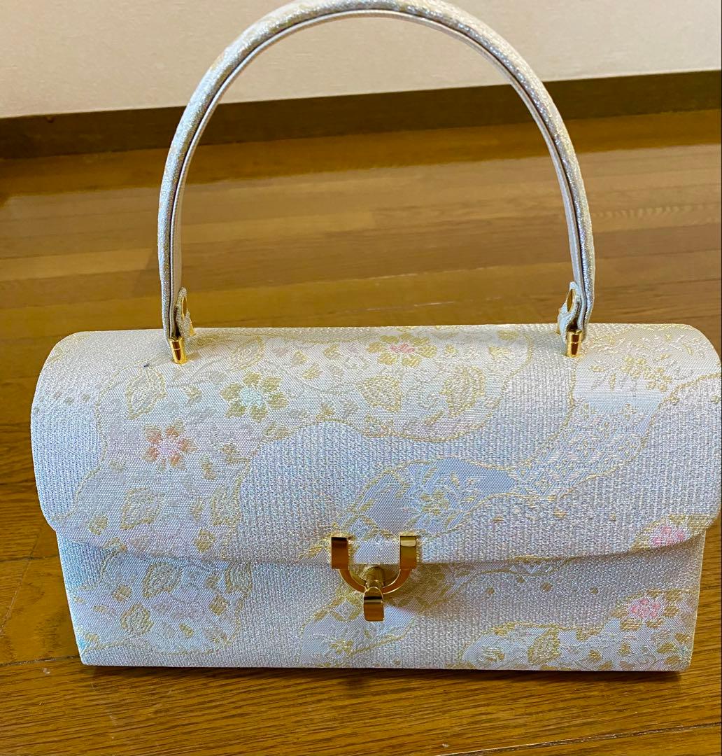 花柄和装用バッグと白色下駄セット