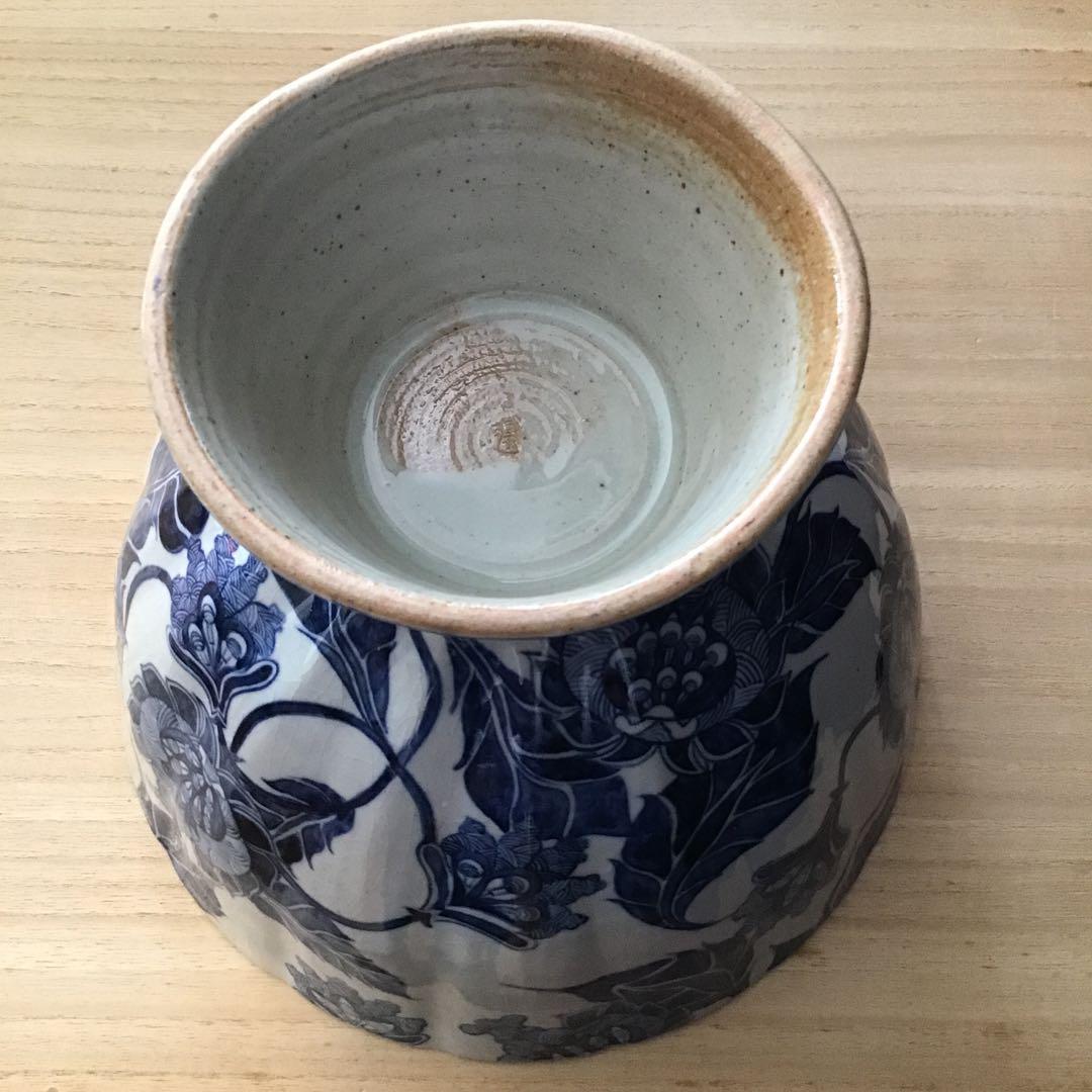 谷中耀子　染付大鉢　径25.5cm 高19.5cm個展作品