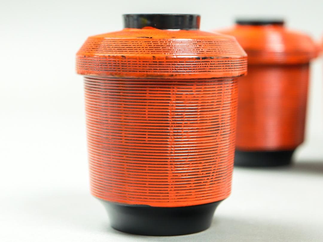 青紫園造 根来塗 箸洗 5客 吸物椀 共箱 未使用