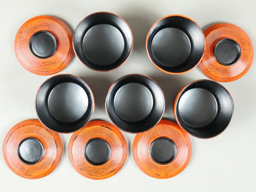 青紫園造 根来塗 箸洗 5客 吸物椀 共箱 未使用