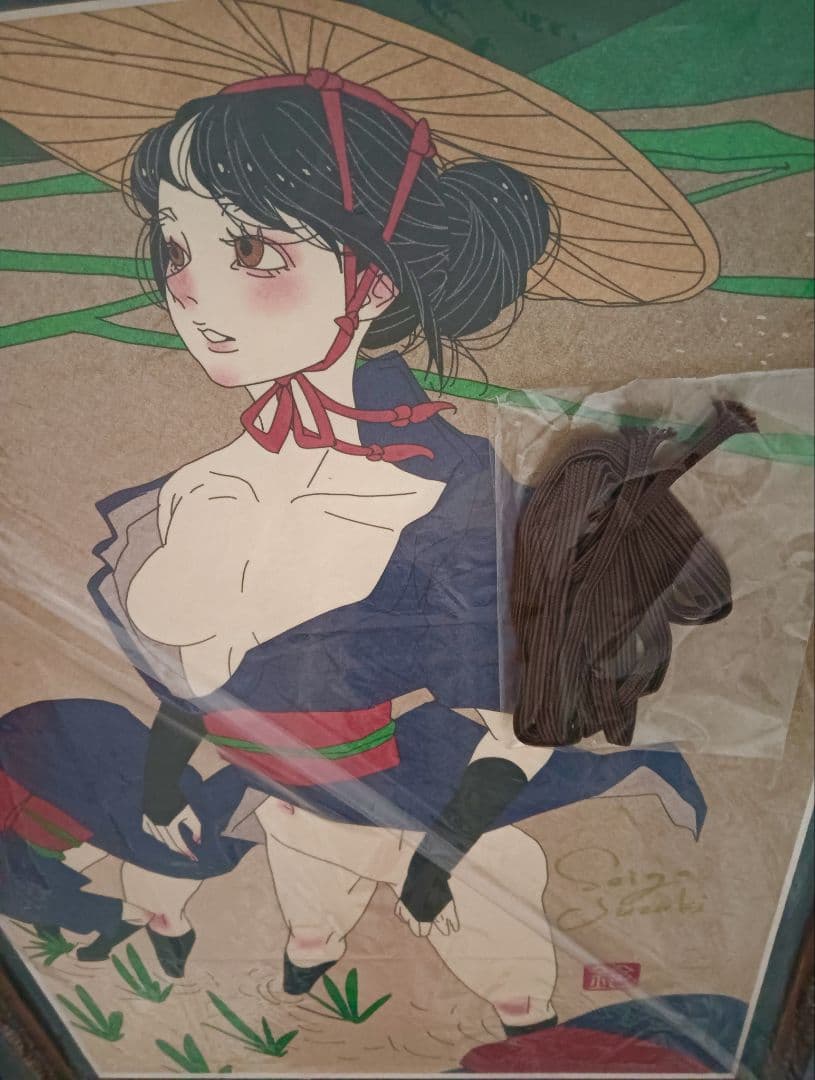 鈴木セイゴ　 浮世絵風　原画　ポスター　rice shortage　サイン入り