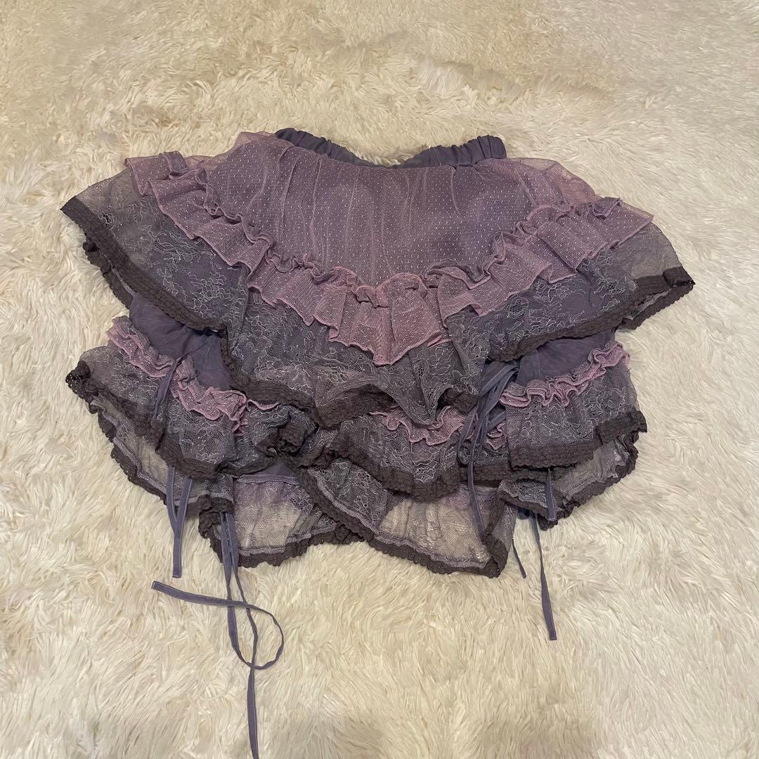 rurumu: レースキュロット shirring fril shorts