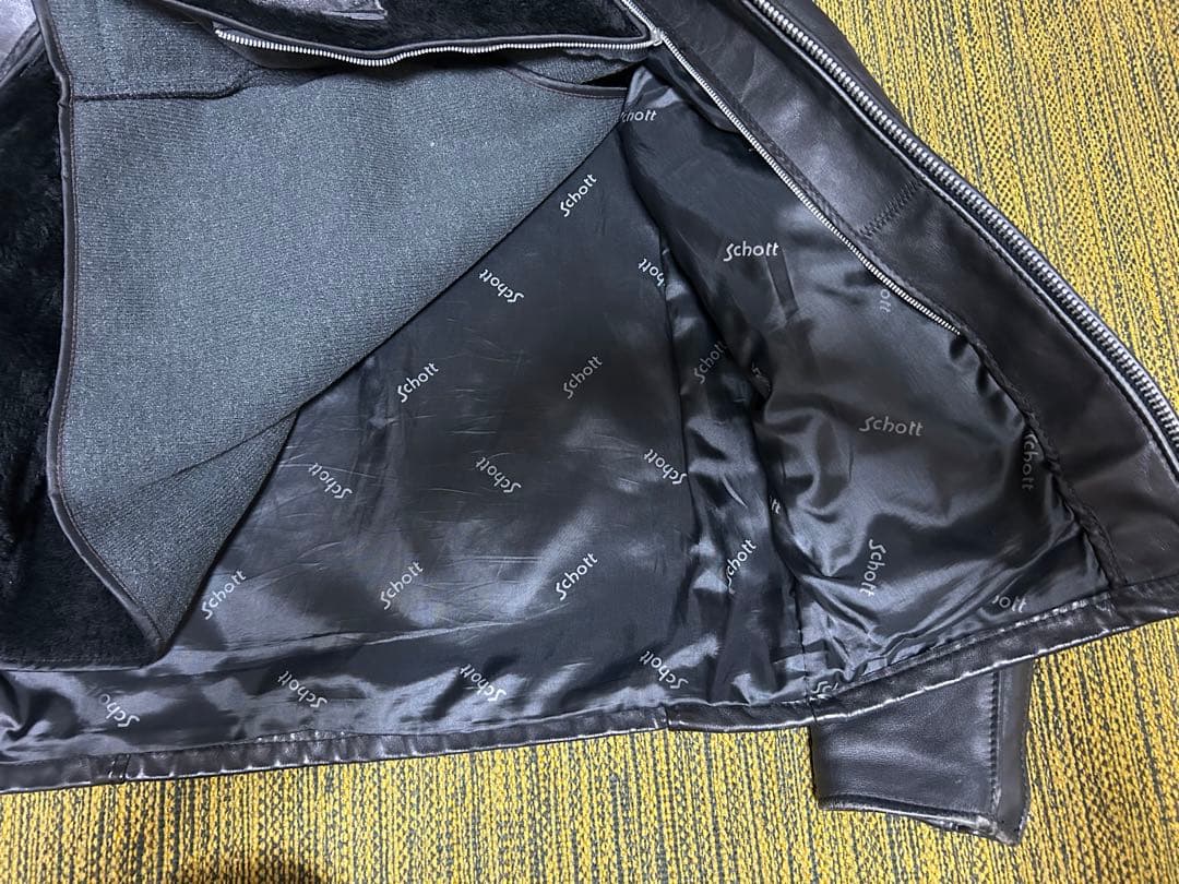 アメリカ製★Schott★シングルライダースジャケット★襟付き★38