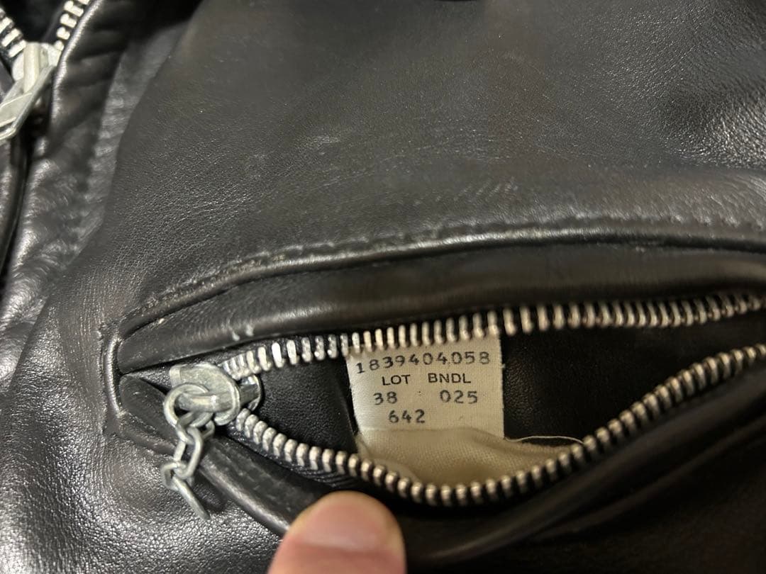 アメリカ製★Schott★シングルライダースジャケット★襟付き★38