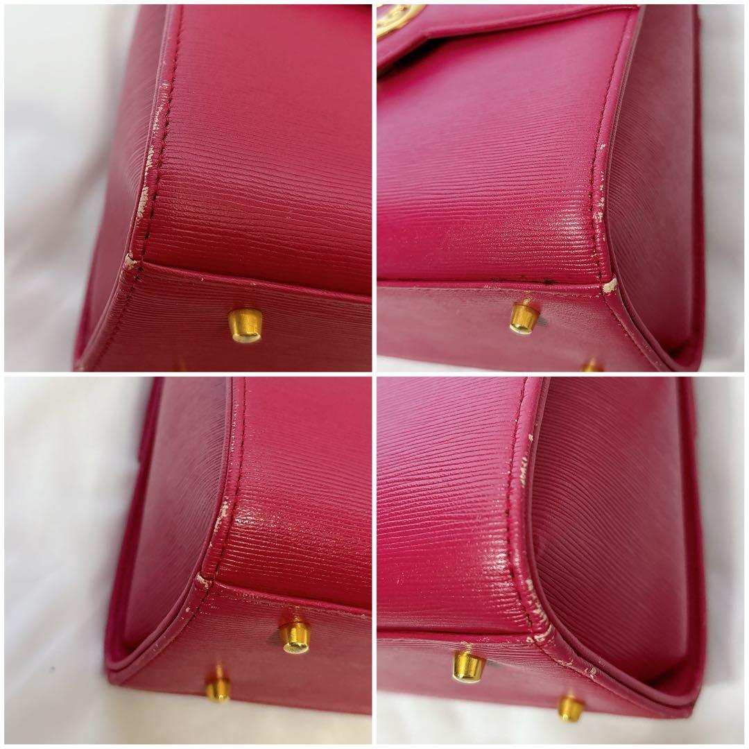 【希少】ハナエモリ レザー ピンク ゴールド 2way ショルダー フォーマル