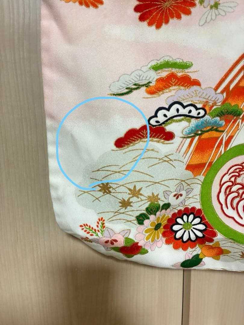 7歳　七五三用 白地に華やかな古典柄着物セット