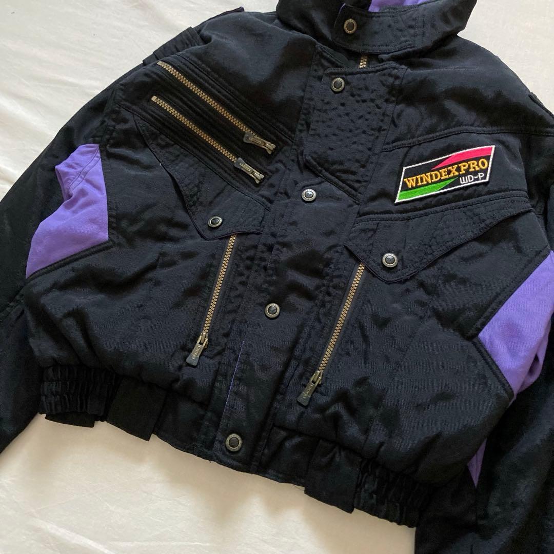 90s vintage shell black bomber jacket 短丈