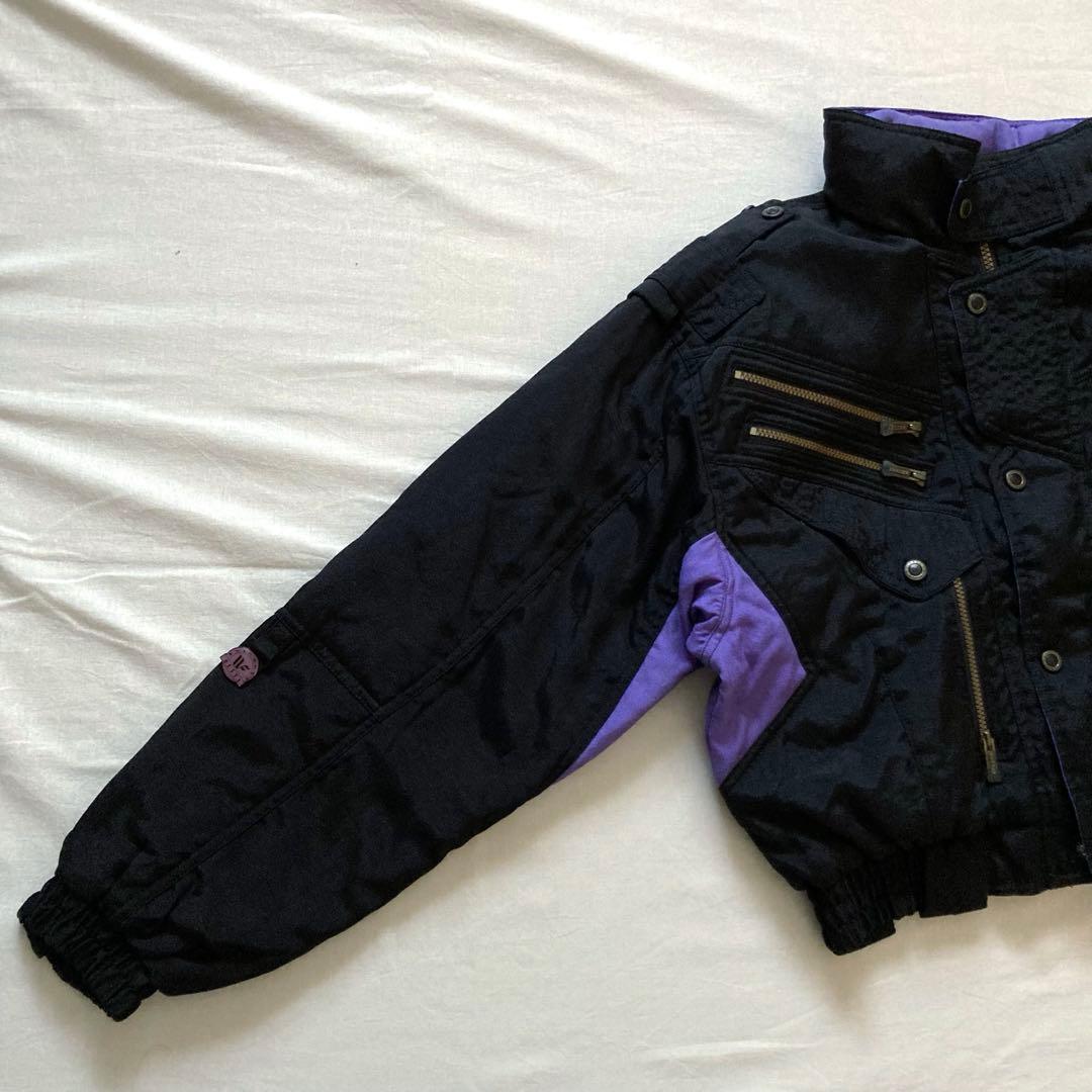 90s vintage shell black bomber jacket 短丈