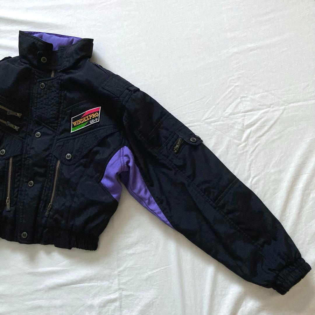 90s vintage shell black bomber jacket 短丈