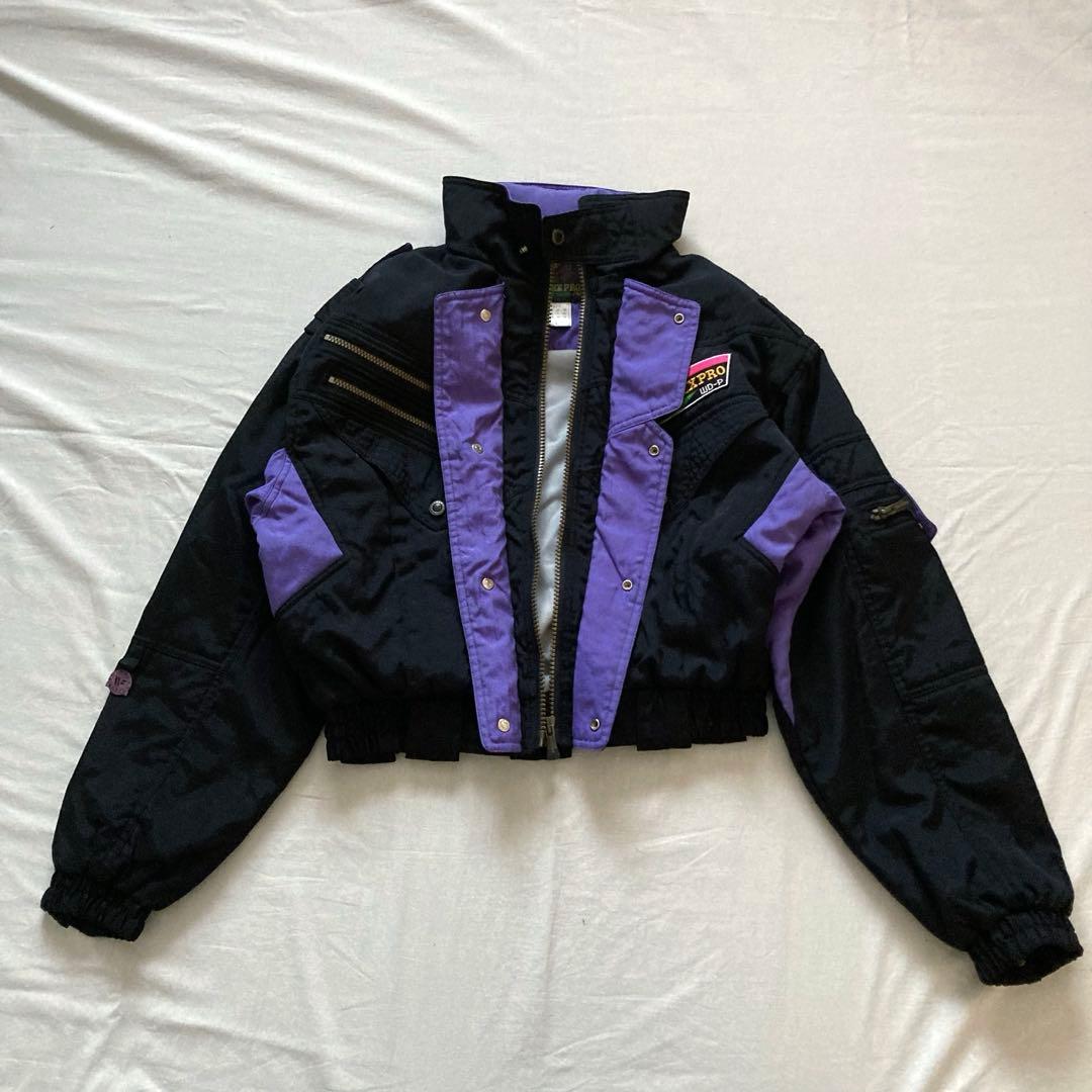 90s vintage shell black bomber jacket 短丈