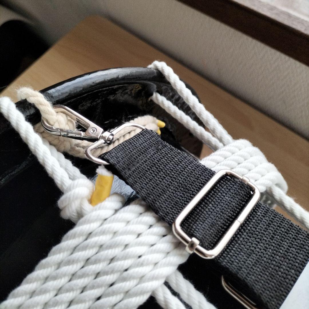 「ミズキ様ご依頼商品」担ぎ太鼓　　和太鼓 　天然皮革　ストラップ付き　中古品⑨