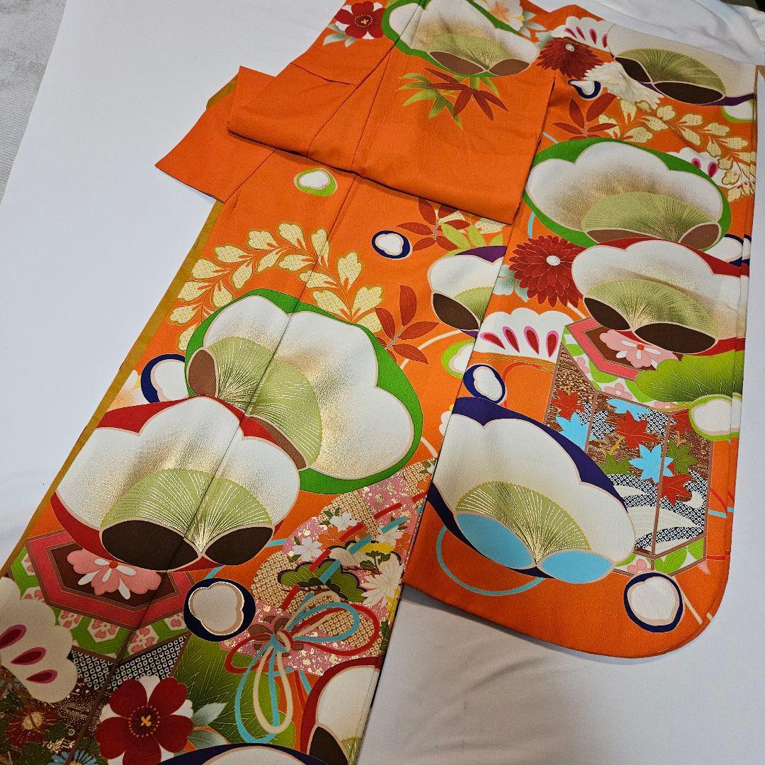 京都丸紅ウンソウドウPolyester振り袖　裄68.4㎝