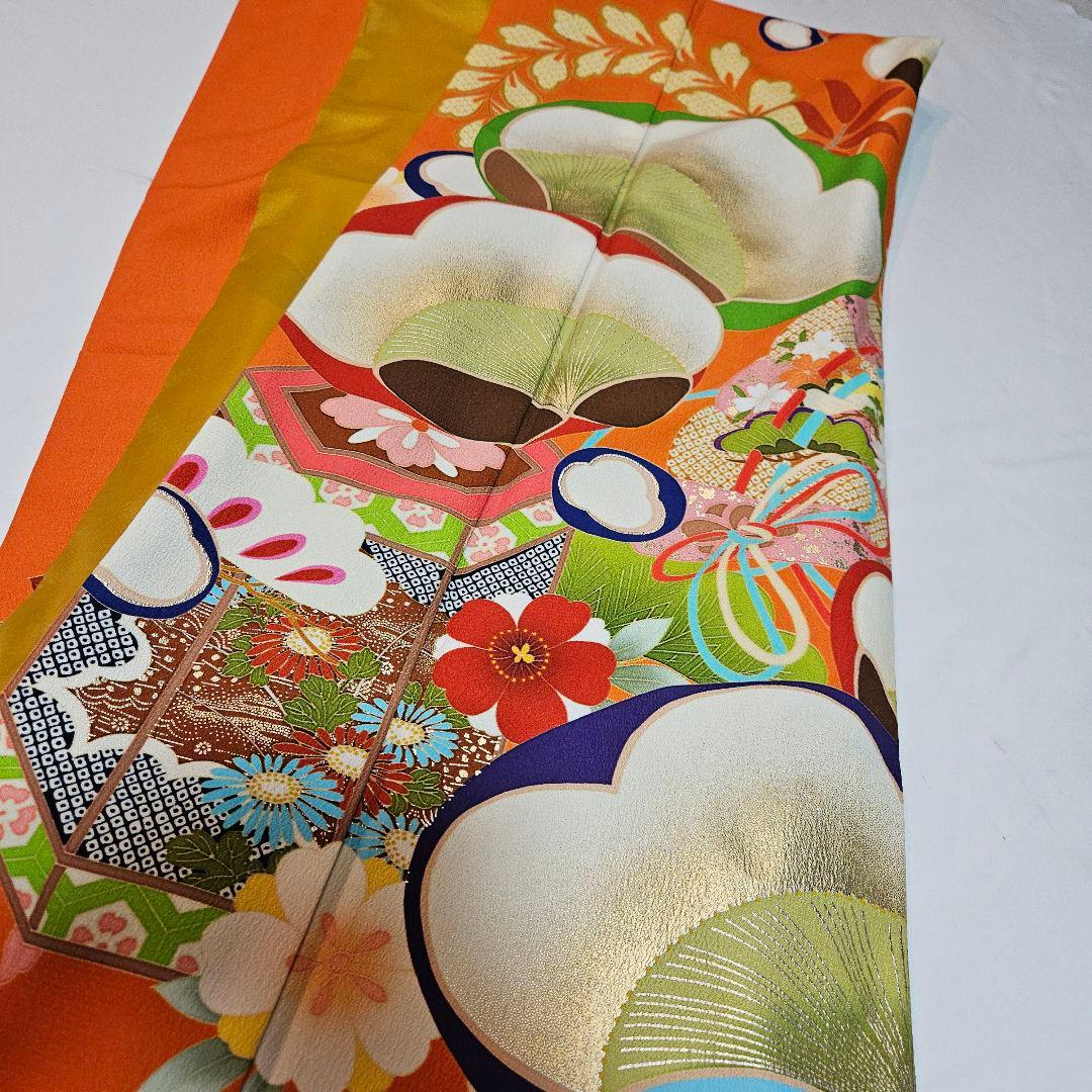 京都丸紅ウンソウドウPolyester振り袖　裄68.4㎝