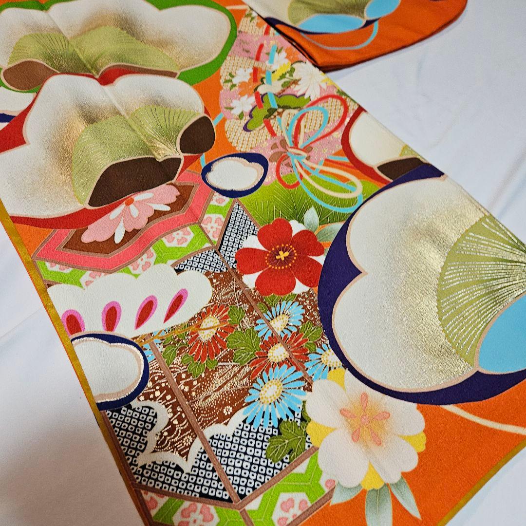 京都丸紅ウンソウドウPolyester振り袖　裄68.4㎝