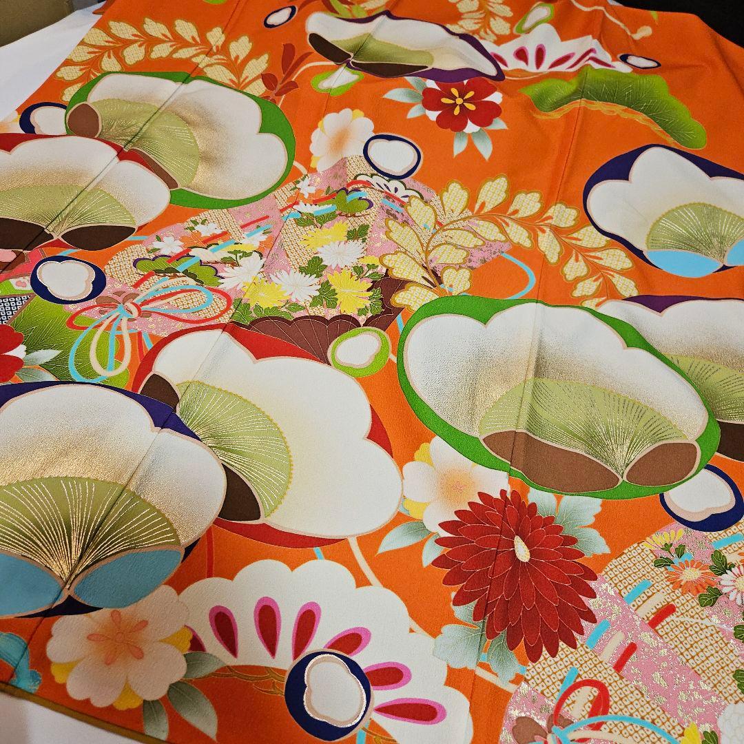 京都丸紅ウンソウドウPolyester振り袖　裄68.4㎝