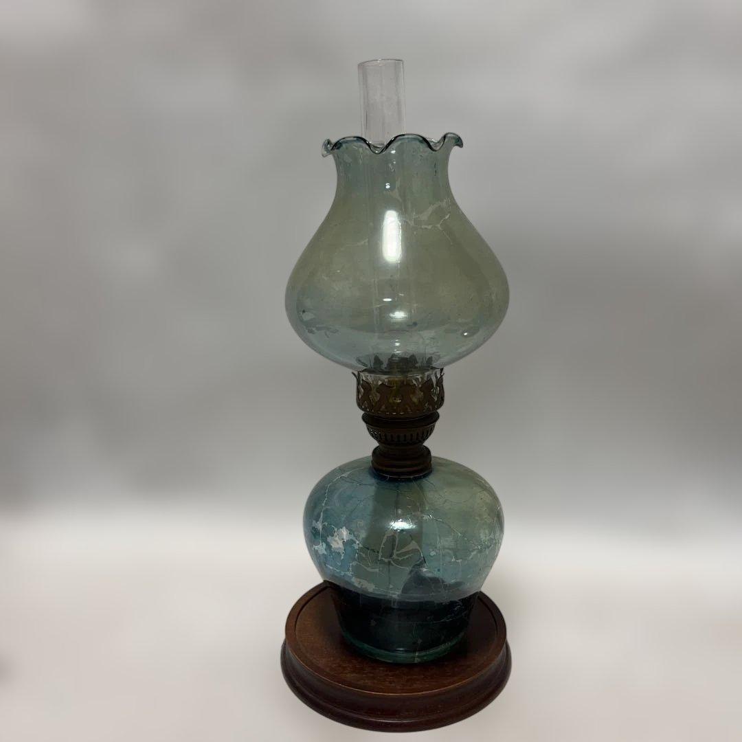 明治時代から100年以上経過しておりアンティーク希少レトロオイルランプ台付き