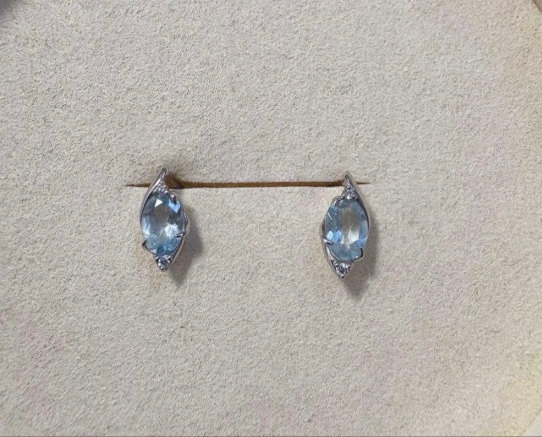 最終価格　スタージュエリー　ピアス　Pt950 アクアマリン　ダイヤモンド