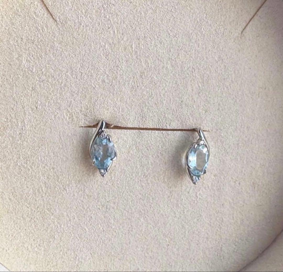 最終価格　スタージュエリー　ピアス　Pt950 アクアマリン　ダイヤモンド