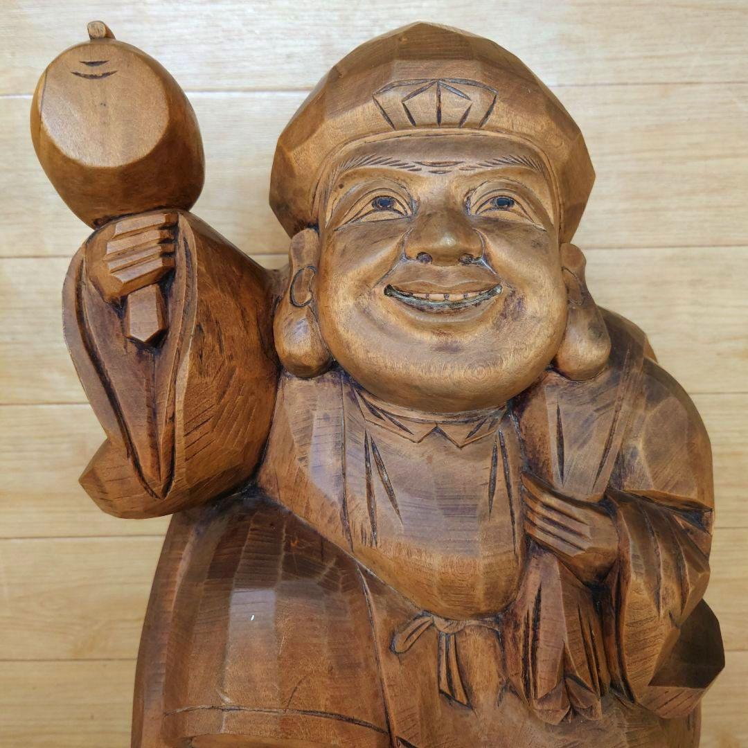 新春特価◆大黒様木彫大黒天像◆製作者在銘刻印有り◆高さ約41cm重量約7.5kg