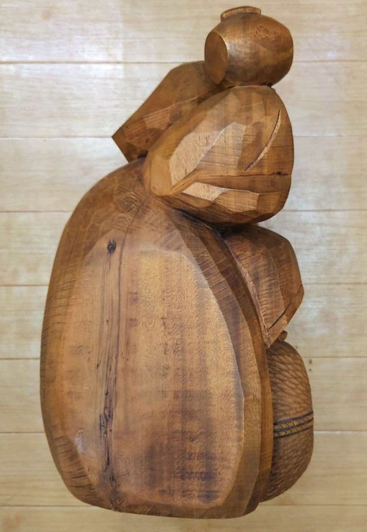 新春特価◆大黒様木彫大黒天像◆製作者在銘刻印有り◆高さ約41cm重量約7.5kg